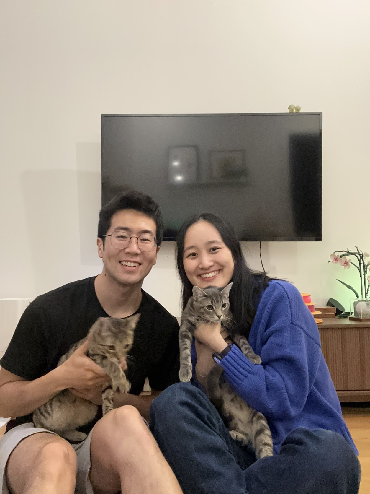 Christina and Erik with their cats